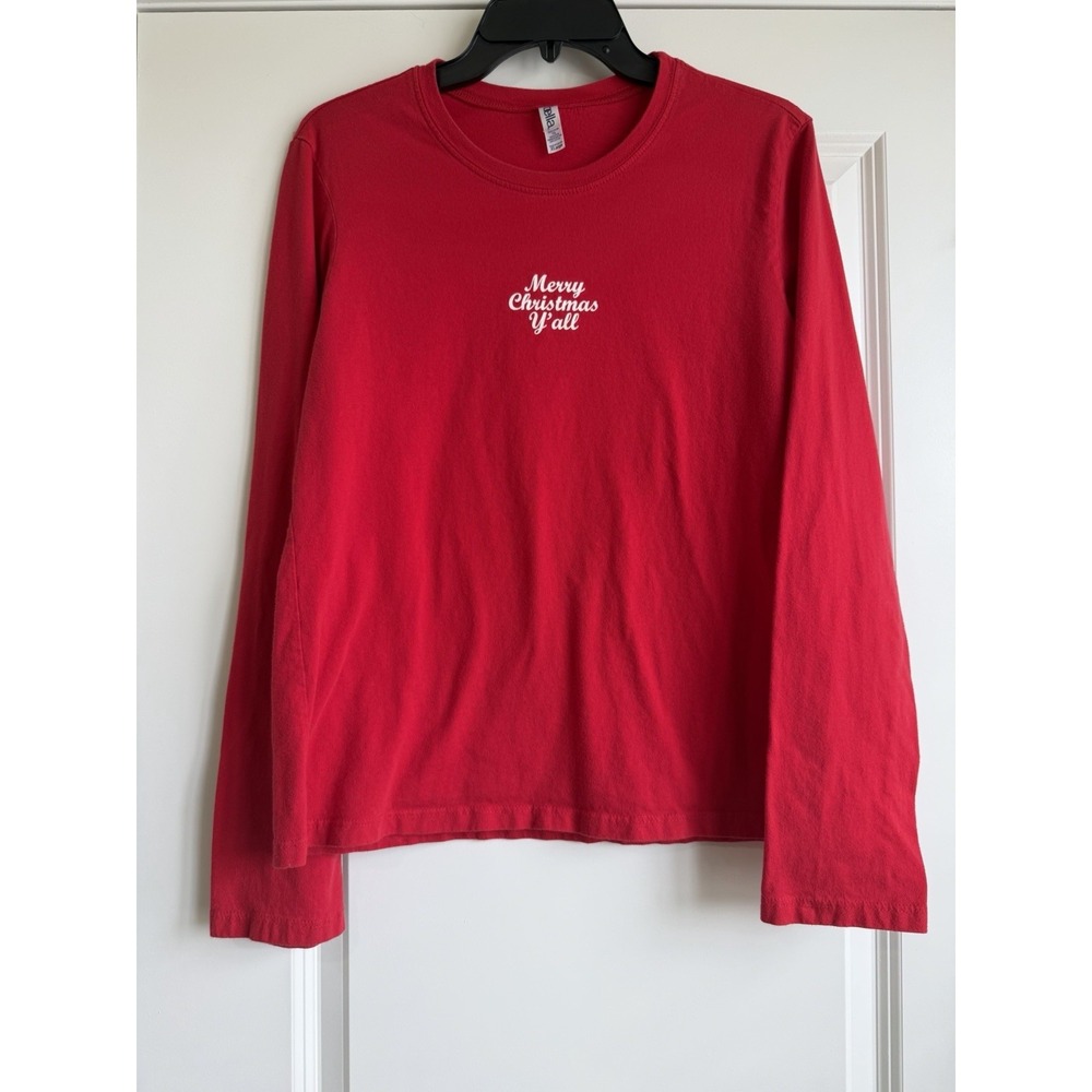 Women's Long Sleeve Red Christmas T-shirt X-Large Merry Christmas Y'all